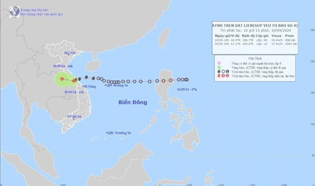 Bão số 4 suy yếu thành áp thấp nhiệt đới - Ảnh 1.